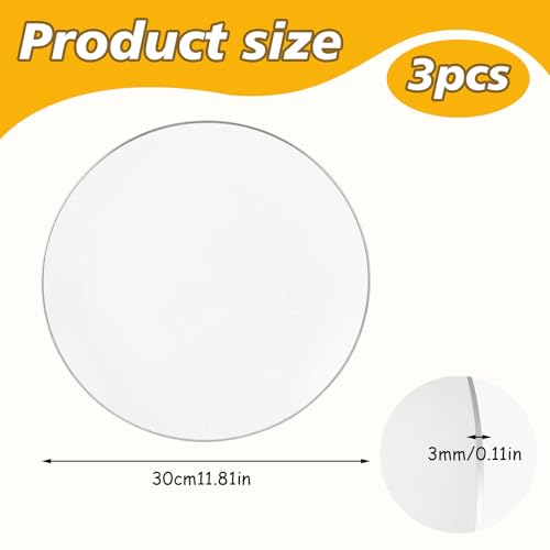 Tortenboden, 3 Stück Tortenteller Runde Acryl-Kuchenplatte Cake Board 30cm Tortenunterlage Transparent Bruchsicher Vielseitig für Diy-Bastelprojekte Schilder