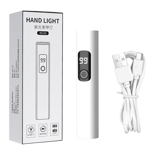 Mini UV Light Nails – USB Rechargeable Fingernail Lamp, Digital Display LED Nail Dryer, Compact Gel Curing Device, Quick Shine Styling Tool | For Manicure Pedicure Studio Salon Road Trip Camping Airpl