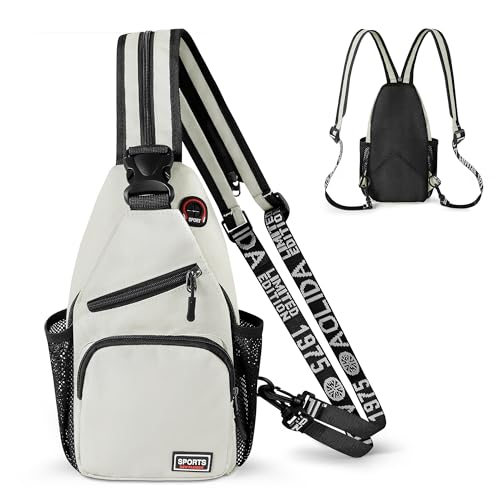 Geestock Brusttasche für Herren und Damen, 2 in 1 Klein Rucksack Wasserdichte Umhängetasche, Leichte Crossbody Bag für Outdoor, Reisen & Alltag (Weiß)