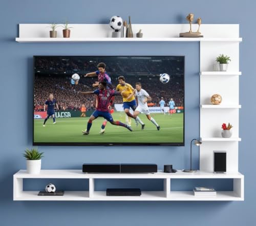 Image of Wooden handicrafts Dazzling C Style Cabinet Wall Rack Shelves Set MDF -Medium Density Fiber Home Decoration Wall Decor (Frosty White, C Style Tv Cabinet) | Wooden Handicrafts, MDF - Medium Density Fiber, Home Decoration Wall Decor, TV Cabinet