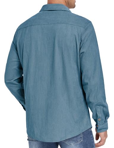 Men's Button Down Corduroy Shirt Jacket Casual Long Sleeve Lightweight Shacket Overshirts Jackets with Pockets4