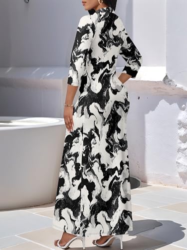 Image of PinkPatty Women's Casual 3 /4 Sleeve Polo V Neck Bodycon Maxi Dress