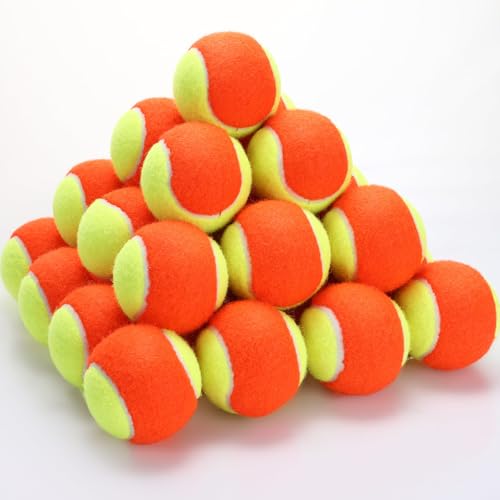 Foilswirl 30 Pcs Tennis Balls Bulk 50% Low Compression Orange Tennis Ball for Beginners Training...