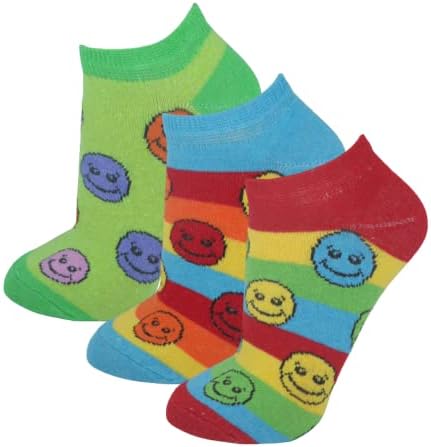 Ladies Trainer Socks 6 Pairs Womens Girls Faces Design Shoe Liners Sportswear Adults 4-7, Multicoloured (LTS 02)