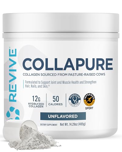 Revive MD CollaPURE Collagen Peptides Powder for Women & Men Unflavored - Type I & Type III Grass-Fed Collagen Supplements for Hair Skin Nails Bones & Joint Health - No Fillers (30 Servings)