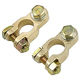 ESINO 1 Paar Batterie Polklemmen, 12V/24V Batterieanschluss, Federklemmen, Gold