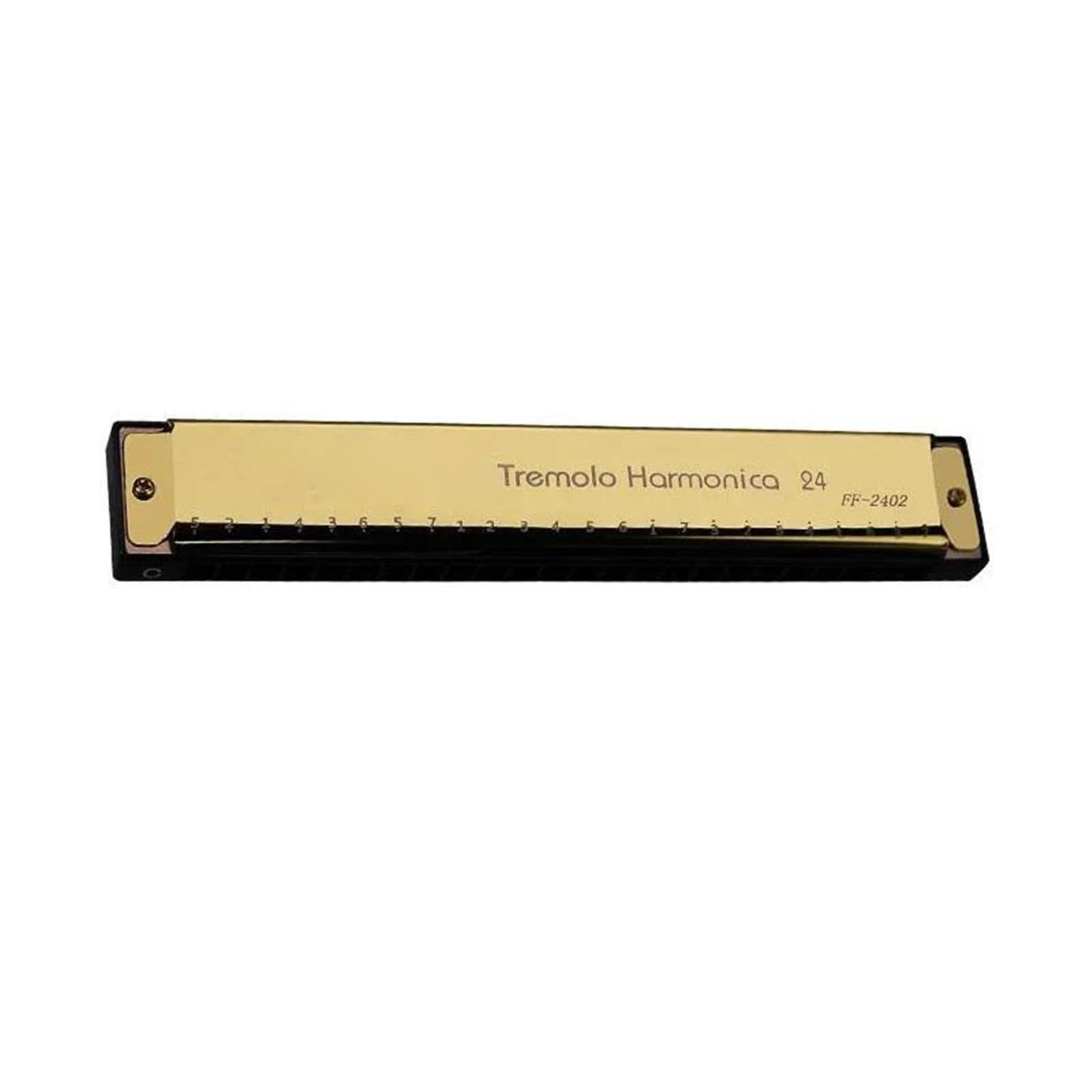 24-Loch-Mundharmonika Metallmund Musikinstrument Anfänger Unterricht Spielen Geschenk Kupferkern Harmonium Blues(Gold)