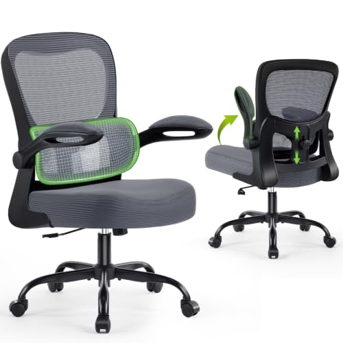 Image of AreShark Office Chair Ergonomic Desk Chairs with Adjustable Lumbar Support& Headrest Hanger, High Back Breathable Mesh Chair with Wheels, Rolling Swivel Comfy Task Computer Chair for Home Work Gaming