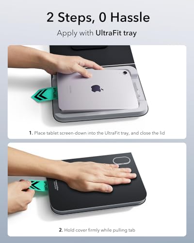 ESR 2 Stück, für iPad Mini 7 (A17 Pro, 2024)/Mini 6. Generation (2021) für Panzerglas, Schutzfolie mit UltraFit Ablage, 9H Härte, Kratzfest, HD-Klarheit, Blasenfrei, Pencil (USB-C)/Pro Unterstützung