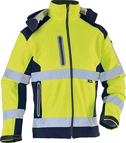 TRIUSO wasserabweisende Warnschutzsoftshelljacke mit heraustrennbarer Kapuze in gelb (L) Cover