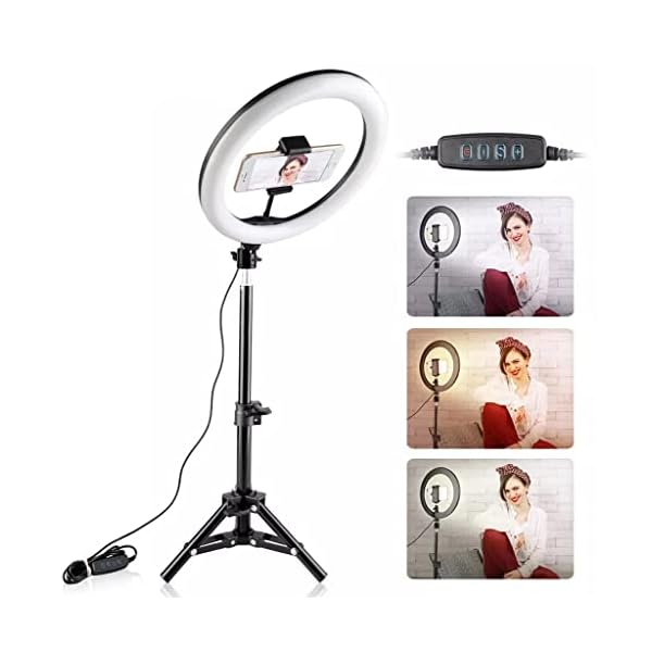 HCFSUK Fülllicht Dimmbares LED-Ringlicht 26cm USB Make-up Ringlampe mit Handyhalter Stativ für Selfie-Kameraaufnahmen… – Bild 5