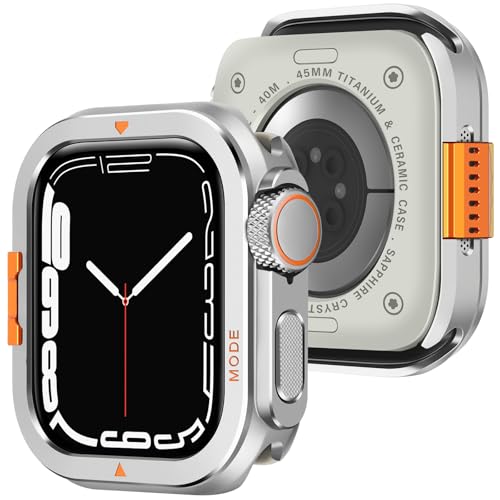 Ya en manzanajugosa.com: Amizee Metál Funda Compatible con Apple Watch Series 9/8/7 45mm con contraportada, Robusta Anti-Raspado Protección Carcasa para iWatch 45mm, Plata