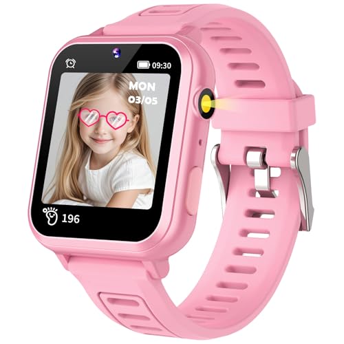 EUNICECG Reloj Inteligente Niño Niños Niñas 24 Juegos MP3 Música HD Cámara Control- Parental 13 Despertador Digital Smartwatch -Cumpleaños -Navidad Regalos Juguetes 3 4 5 6 7 8 9 10 años