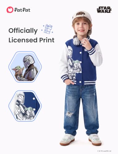 Image of Disney Marvel Bomber Jacket Spider Man Toy Story Cars Varsity Cardigan2-13Y | Officially Licensed Snap Button Coat,Fall Star Wars Graphic Cloth Top,Hulk Venom Stitch Mickey Lightning Mcqueen Kids Apparel
