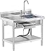 Stainless Steel Outdoor Utility Sink,Size 39.37“*23.6”*31.5“ Toolbox with pull-out drawers Dual-purpose cleaning and work surface