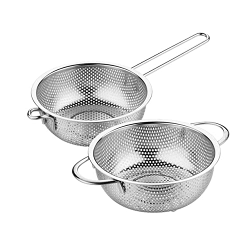 KICHOUSE Double Handles Stainless Steel Colander Basket Kitchen Strainer for Washing Fruits Vegetables and Fried Foods Mesh Design for Easy Draining and Rinsing
