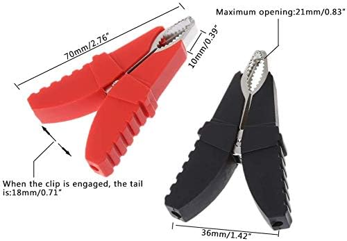 Aoowei Alligator Clips Red + Black 50A Butterfly Type Insulative Full Protective Crocodile Clips for Car Battery Clip Power Test Cables 2pcs