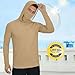 Long Sleeve Sun Shirt for Men UPF 50+ Rash Guard Cooling Fishing Hoodies with Mask - Summer UV SPF Hiking Blouses Khaki