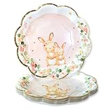 Kate Aspen Woodland Baby 7 in. Premium Decorative Paper Plates (350 GSM weight -Set of 16) | Party Supplies - Pink,28584NA