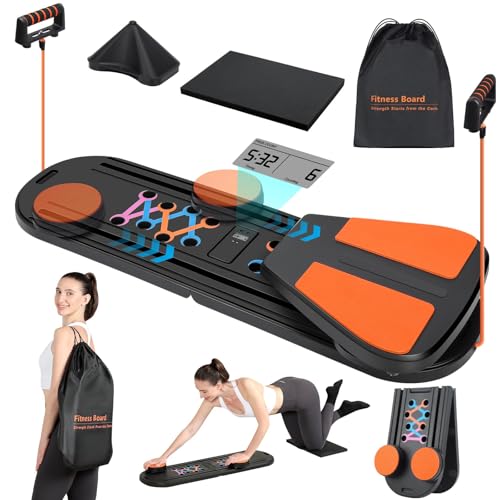 VBZP Pilates Board - Pilates Reformer Set, Portable and Foldable Pilates Board for Home Workout, Multifunctional Pilates Board for Women, Pilates Reformer Machine for Home Exercise, Black Orange