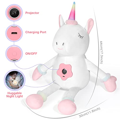 Diilswx Unicorn Stuffed Animal（ Rechargeable Led Projection Lamp - 17'' ）& Monkey Stuffed Animal (Dynamic Night Light Of Galaxy Theme - 10.5'') #TOP3