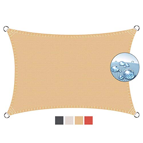 Aibingbao Toldo Vela de Sombra Rectangular 3.5x7.5m Transpirabilidad, Toldos IKEA Impermeable, para Jardín Patio Terraza Balcón, Beige