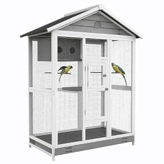 PawHut volière grise 112 x 68 x 154 cm avec nid
