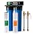 iSpring WGB22B 2-Stage Whole House Water Filter System, Reduces Chlorine, Sediment Water Filtration System for Home w/ 3/4'' Push-Fit Braided Stainless Steel Hose Connectors and Ball Valve