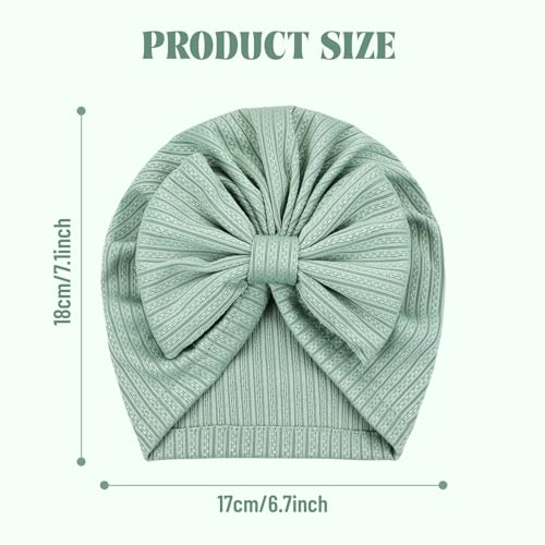 Cinaci 4 Pieces Baby Girls Turban Hats with Bow Newborn Hospital Caps Bonnets Beanies Headwraps for Infants Toddlers2