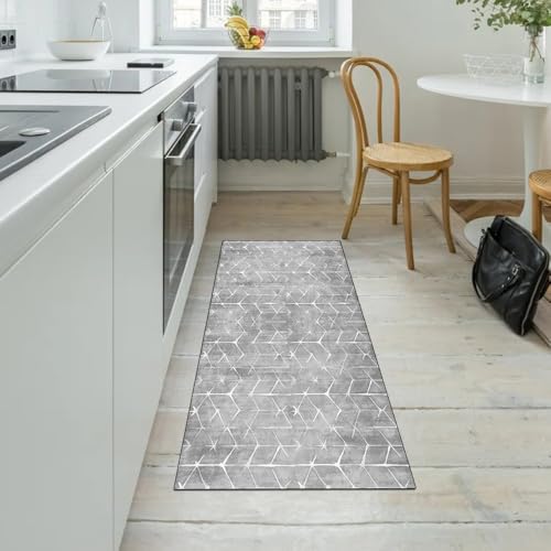 Alfombra de pasillo lavable para evitar resbalones gris 5