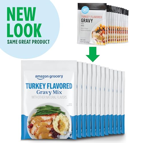 Image of Amazon Brand - Happy Belly Turkey Flavored Gravy Mix, 0.87 ounce each, 12 Count (Pack of 1)