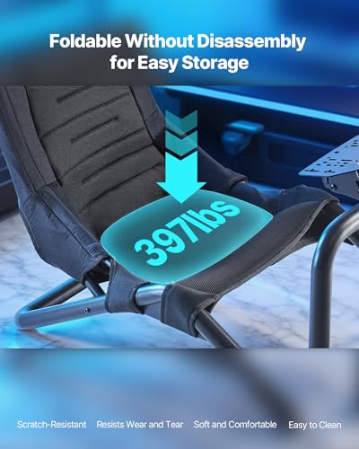 Image of VEVOR Racing Wheel Stand, Heavy-Duty Integrated Simulator Cockpit Steering Stand, Fit Logitech G25,G27,G29,G920,G923, Thrustmaster T300RS,TX F458,T500RS,T3PA-PRO (F1 /GT) and CSR Pedals, Black