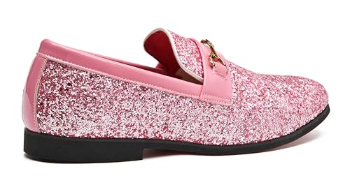 Image of Men Loafer Metallic Textured Slip-on Glitter Sequins Fashion Wedding Dress Shoes Golden