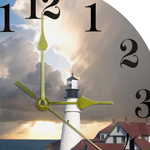 Horloge murale ronde silencieuse Lighthouse Cliff 25,4 cm à quartz - 3
