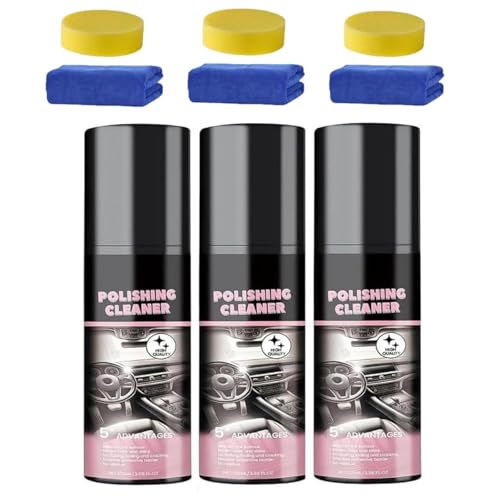 Polishing Cleaner,Car Interior Protectant Spray,100ml Car Interior Detailer Spray With Iron Cans,Easy to Use,Can be Used in Multiple Places(3Pcs)