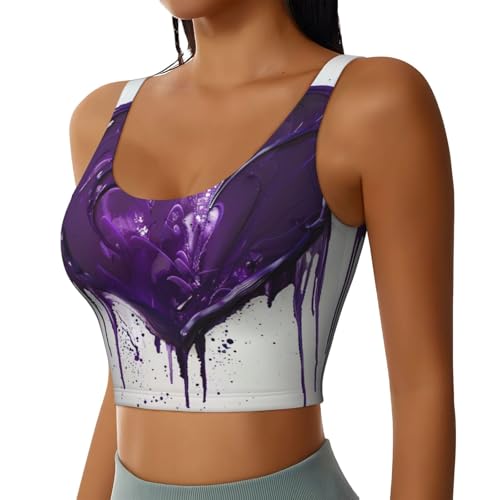 Brassière de sport violette anti-frottement : débardeur de yoga extensible pour maintien ferme