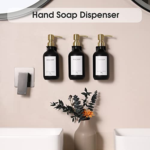 Shampoo Dispenser For Shower Wall 3 Chamber, No Drill Shampoo And Conditioner Dispenser With Waterproof Labels, Wall Mounted Shower Soap Dispenser For Home Bathroom - Black #TOP3