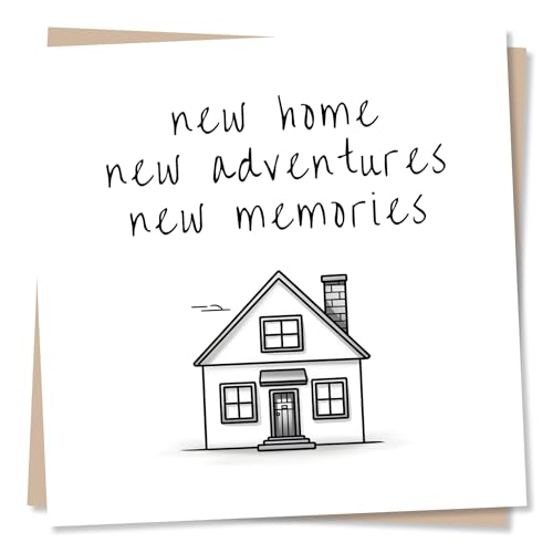 New Home Congratulations Card - New Home New Adventures New Memories - Celebration Card for Friends, Family - Made in UK