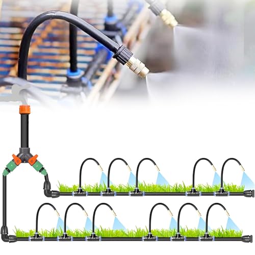 Automatic Misting System for Garden & Patio - 65.6ft to 164ft DIY Irrigation Set with Timer - Efficient Cooling & Watering for Greenhouses, Flower Beds, and Lawns