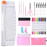 Moalaok 36 Packs Essential Tool Set for Cricut Machine - Utility Knife Vinyl Weeding Tool Set with 12'' Paper Cutter - Precision Craft Accessories and Supplies for Cricut DIY Cutting Printing Newbies