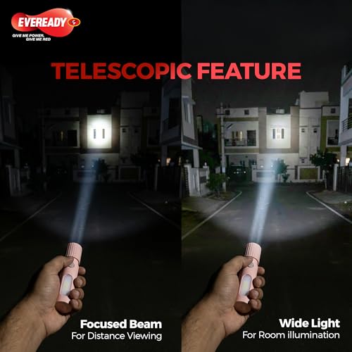 Image of Eveready DL105 Zoomstick 1W Front Torch Cum 1W Sidelight, Rechargeable, USB Type-C Fast Charging, Variable Focus, Replaceable Li-ion Battery