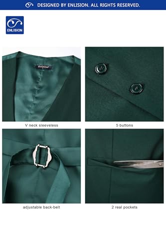 Image of Enlision Men's Suit Vest Business Formal Dress Waistcoat Solid Color Vest for Suit or Tuxedo