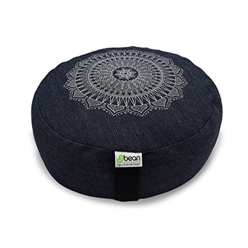 Bean Products 座蒲 瞑想クッション 丸型 コットン 曼荼羅デニム オーガニックソバ入り