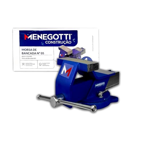 Morsa Torno de Bancada C/Bigorna Menegotti Original N.05 Ferro Fundido Com Base Giratória - Nº 05