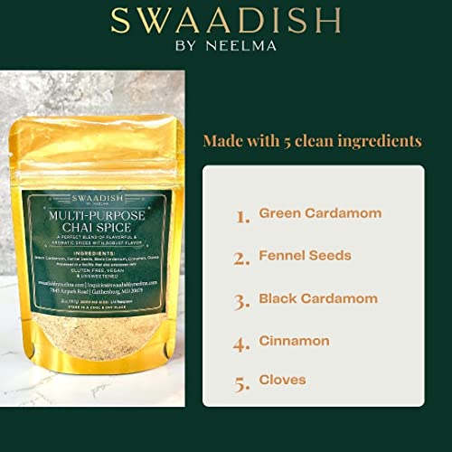 Multi-Purpose Chai Spice|Chai Masala|Tea Masala|Made With 5 Clean Ingredients|2 Oz|Unsweetened|Gluten Free|Vegan|Mild|No Ginger #TOP2