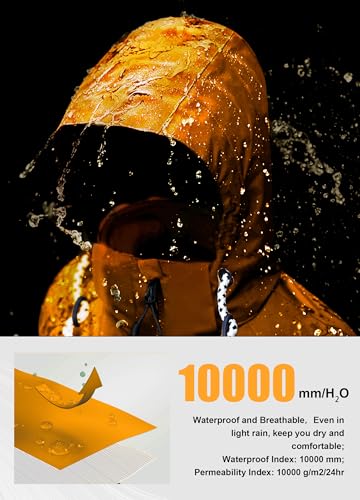 ATLASLAVA Women's Yellow Medium Hooded Rain Jacket - Lightweight Waterproof Windbreaker - Image 3