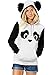 St. Jubileens Women's Cute Panda Print White and Black Fleece Hoodie Sweatshirts Tops Pullover (XL) (small)