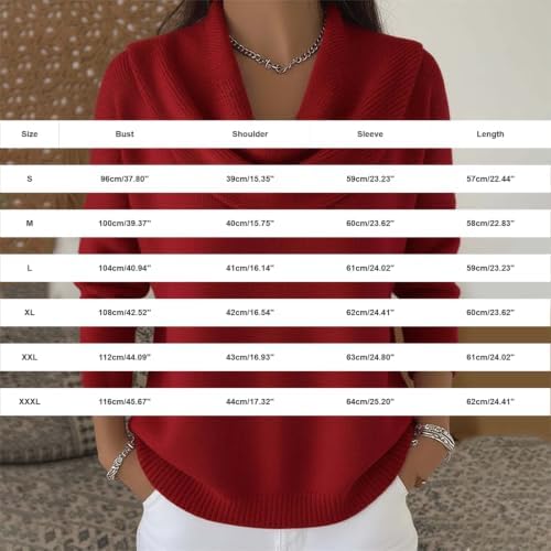 Draped Cowl Neck Sweater for Women, Office Casual Long Sleeve Pullover Top - 4