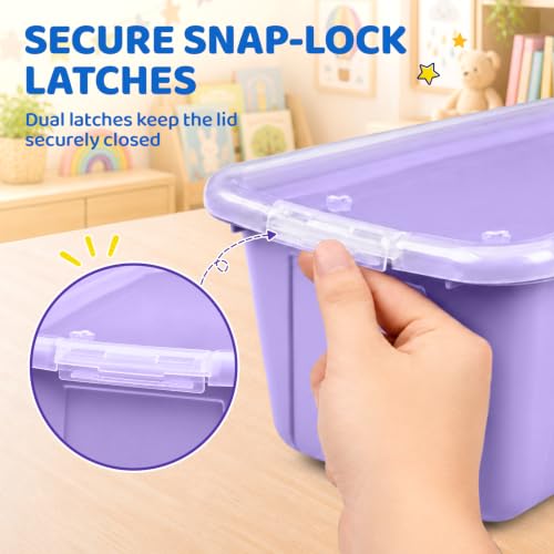 Image of GAMENOTE 6 Quart Storage Bins with Lids, Macaron 6 Pack, Stackable Boxes