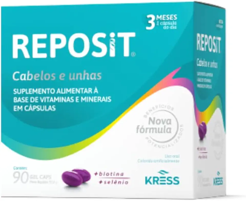 Reposit Cabelos E Unhas 90 Gel Caps Kress Fortalecedor